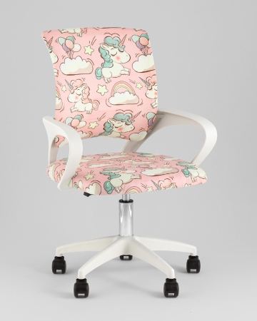 Кресло офисное TopChairs Simple SN Junior принт Unicorns пластик белый
