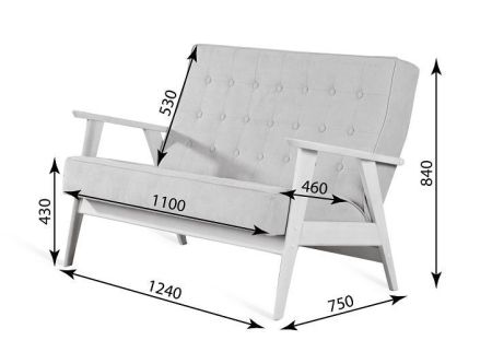 Диван двухместный РЕТРО беленый дуб RS 29 бирюзовый