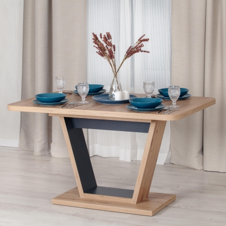 Стол обеденный VOX раздвижной, ЛДСП, дуб артисан, графит