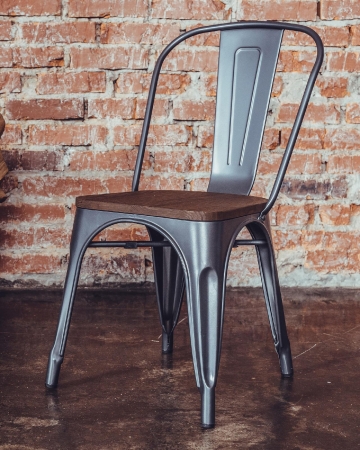 Стул TOLIX WOOD серебристый матовый