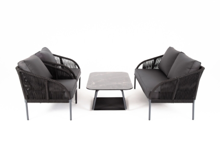"Канны" лаунж-зона 4-местная плетеная из роупа (веревки), цвет темно-серый