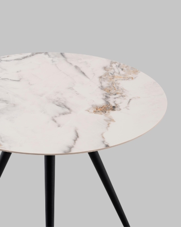 Стол Ники с круглой столешницей из керамики Ice Jade 900