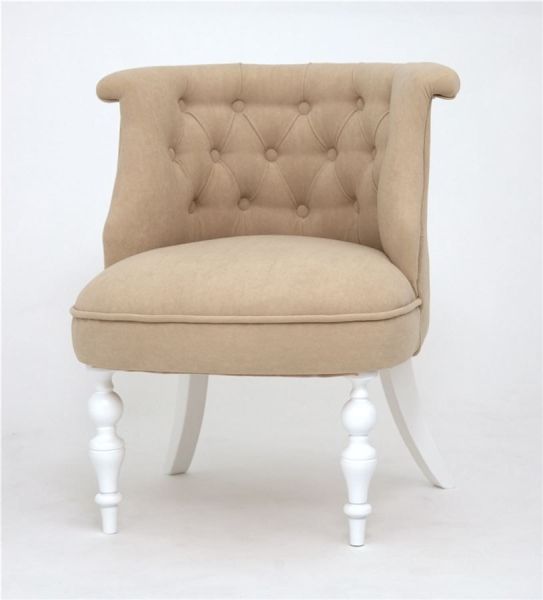 Кресло Бархат эмаль белая, RS3 - бежевый