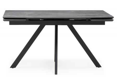 Керамический стол Вилли 140(200)х80 серый мрамор, черный