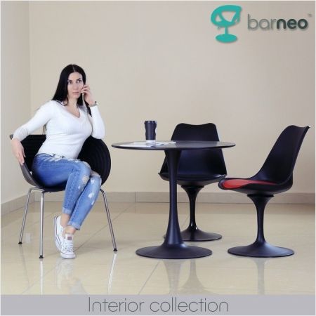 Стул Tulip style черный с черной подушкой