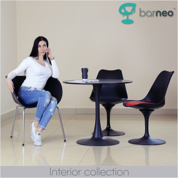 Стул Tulip style черный с черной подушкой