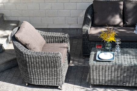 "Кон Панна" диван из искусственного ротанга двухместный, цвет графит