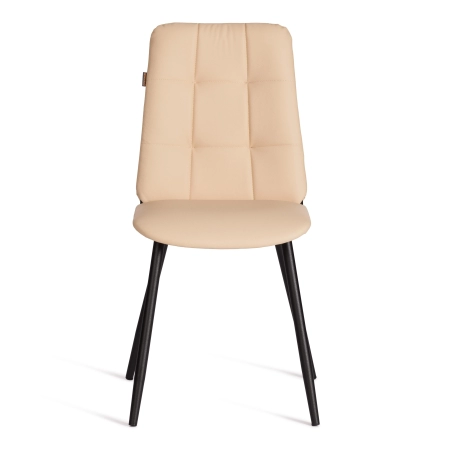 Стул обеденный Asti бежевый, экокожа и металл, мягкое сиденье, без подлокотников