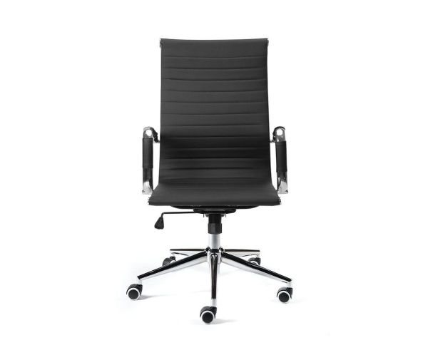 Кресло офисное Техно хром черная экокожа