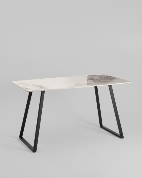 Стол обеденный Vermont 140*80 см керамика светлая ножки черные