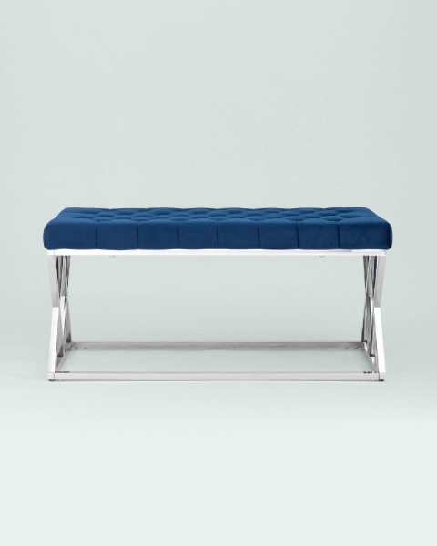 Банкетка ИНСИГНИЯ велюр синий, сталь серебро