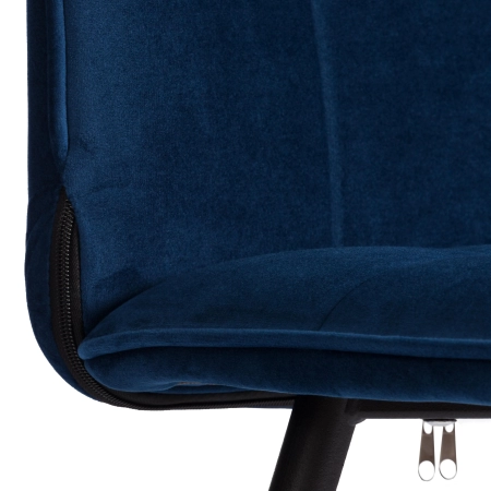 Стул обеденный Bari синий, велюр и металл, мягкое сиденье, без подлокотников