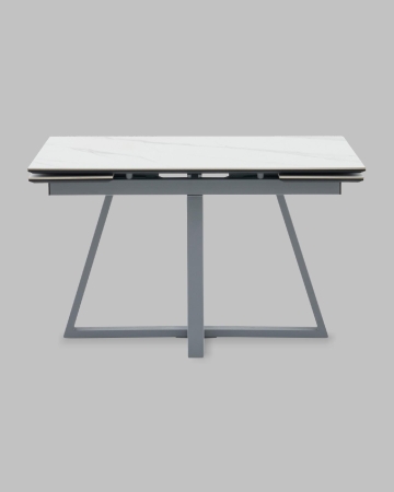 Стол Керас 120-180/80/75 столешница МДФ16/керамика Snow white подстолье металл серый