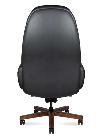 Кресло офисное Verdi черный, натуральная кожа и дерево и пластик, мягкое сиденье, с подлокотниками