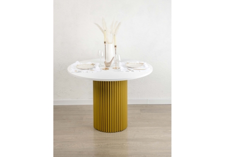 Стол деревянный Барел 90 белый, золото