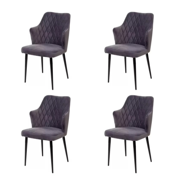 Стул HERMAN серый #27 велюр, черный каркас