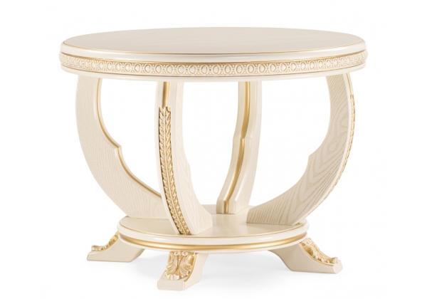 Журнальный стол Луис круглый слоновая кость, золото