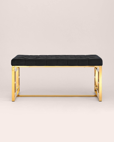Банкетка-скамейка БРУКЛИН велюр черный сталь золото