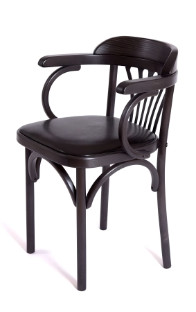 Деревянный стул Венский венге с мягким сиденьем из черной экокожи