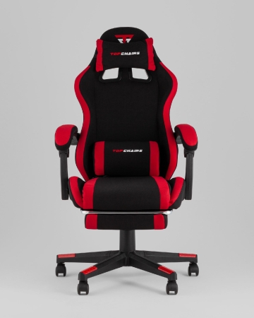 Кресло спортивное Prophet TopChairs с оттоманкой ткань черно-красный