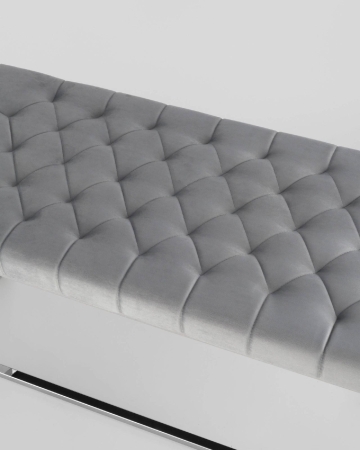 Банкетка ИНСИГНИЯ велюр серый, сталь серебро