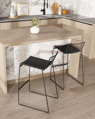 Стул полубарный Danny черный с черной подушкой