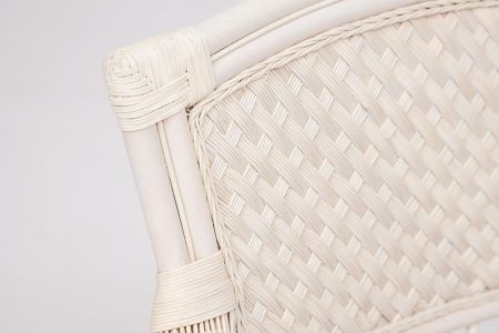 Комплект для отдыха "ANDREA" (диван + 2 кресла + журн. столик со стеклом + подушки) белый, ткань рубчик, кремовый