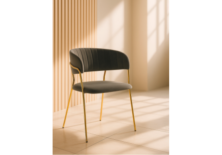 Стул на металлокаркасе Kamelia темно-серый, золотой