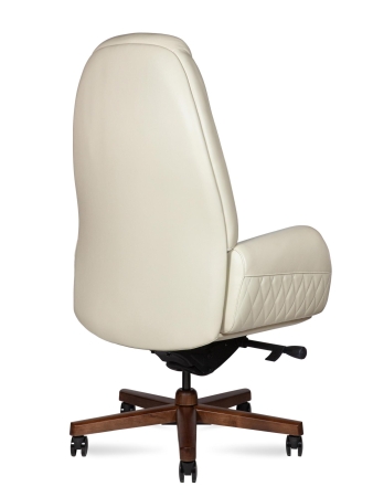 Кресло офисное Verdi слоновая кость, натуральная кожа и дерево и пластик, мягкое сиденье, с подлокотниками
