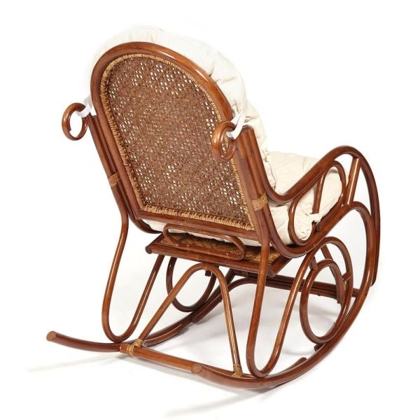 Кресло-качалка MILANO (разборная) без подушки, ротанг top quality, 58x136x103 см, орех