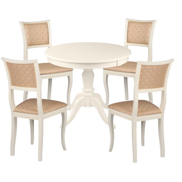 Обеденная группа стол Эгина + стул Кентавр 4 шт. эмаль 11, ткань стула Santa Beige