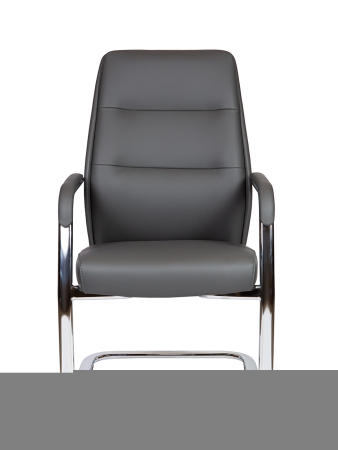 Кресло офисное Nancy CF серый, экокожа и металл, мягкое сиденье, с подлокотниками