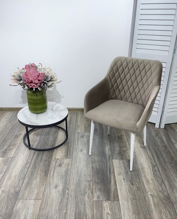 Стул BRANDY-X латте #25 белый каркас, велюр