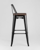 Стул барный TOLIX WOOD со спинкой черный глянцевый