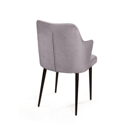 Стул с подлокотниками Hunt ромб, бархат светло-серый, черный конус