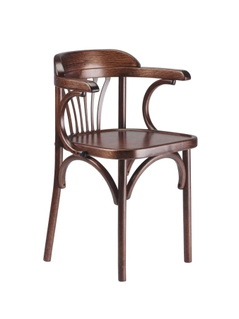 Деревянный стул Венский темный тон с твердым сиденьем с дугами назад