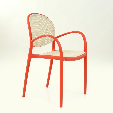 Кресло N-70 цвет коралловый с белой сеткой