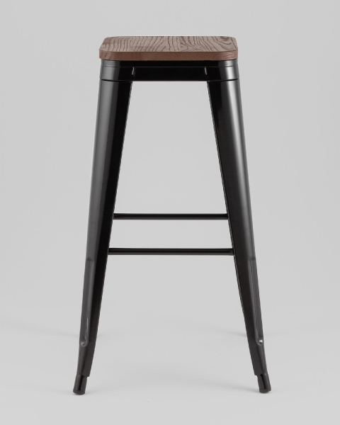 Стул барный TOLIX черный глянцевый + темное дерево KD