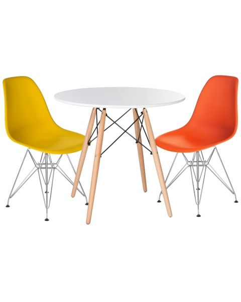 Стол обеденный CHELSEA`80 ножки светлый бук, столешница белая