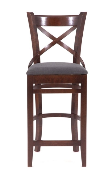 Стул барный "Hugo" темное дерево, серый