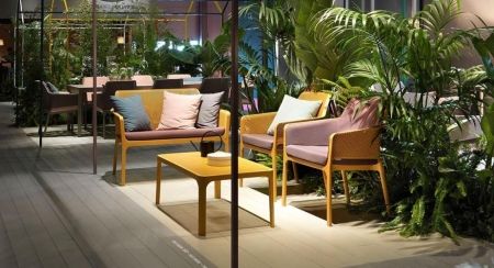 Диван пластиковый Net Bench желтый