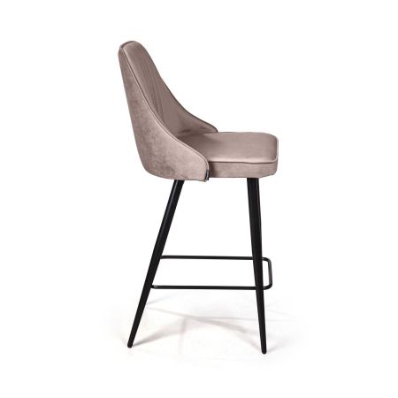 Стул полубарный Berg бархат пепельно-бежевый, черный конус