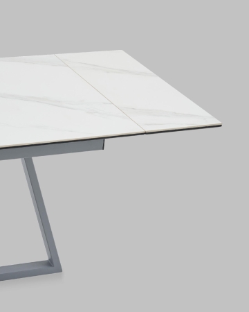 Стол Керас 120-180/80/75 столешница МДФ16/керамика Snow white подстолье металл серый