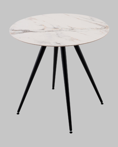 Стол Ники с круглой столешницей из керамики Ice Jade 800