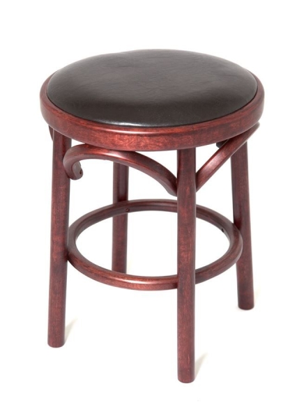 Деревянный табурет Венский махагон с мягким сиденьем из коричневой экокожи
