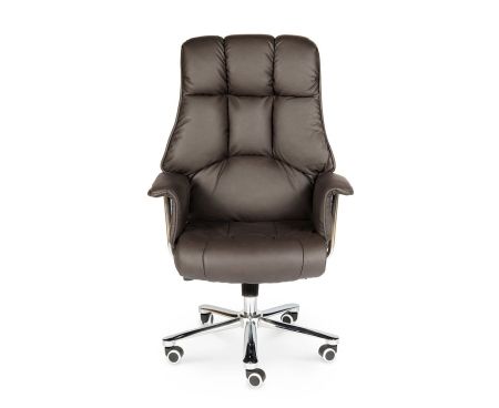 Кресло офисное Президент сталь и хром, темно-коричневая кожа