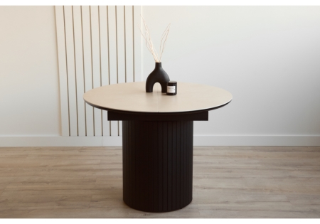 Керамический стол Лорен 100(140) okara light yellow, черный