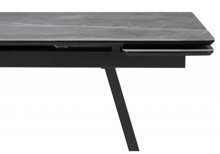 Керамический стол Памелла 140(200)х80 серый мрамор, черный