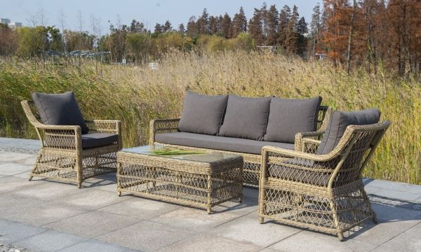 Лаунж-зона "Гранд Латте" из искусственного ротанга, цвет соломенный