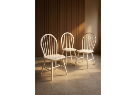 Стул деревянный Венский белый с твердым сиденьем без подлокотников